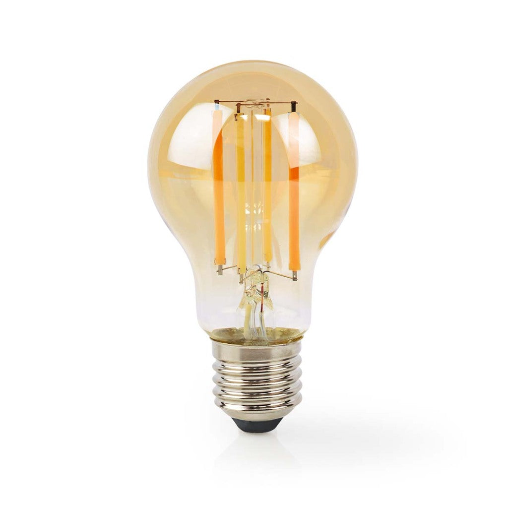 Nedis WiFiLRF10A60 SmartLife LED-glødelampe Wi-Fi E27 806 lm 7 W Varmt hvidt glas Android iOS Pære
