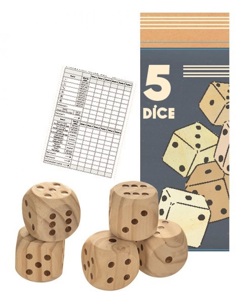 5 træterninger. 5+ 35 cm