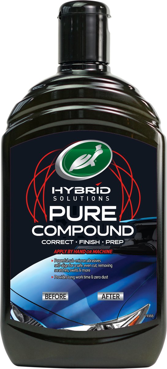 Turtle wax hybrid solutions ren compound - fjerner overfladeoxidation, ridser og hvirvler - til alle blanke klarlak - kan påføres manuelt eller maskine - 500ml