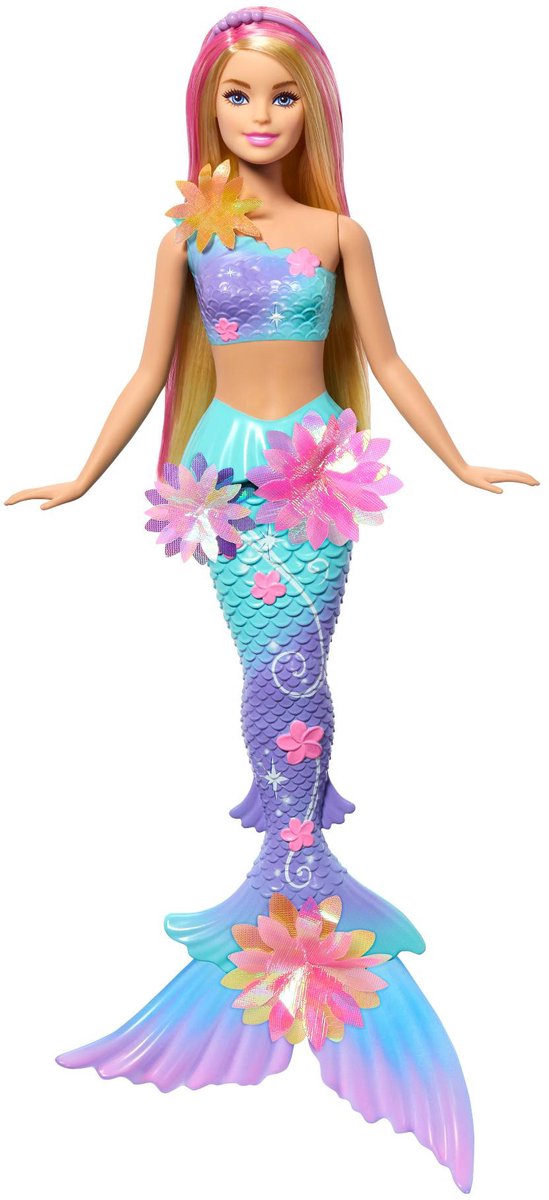 Barbie havfrue med magiske blomster blå