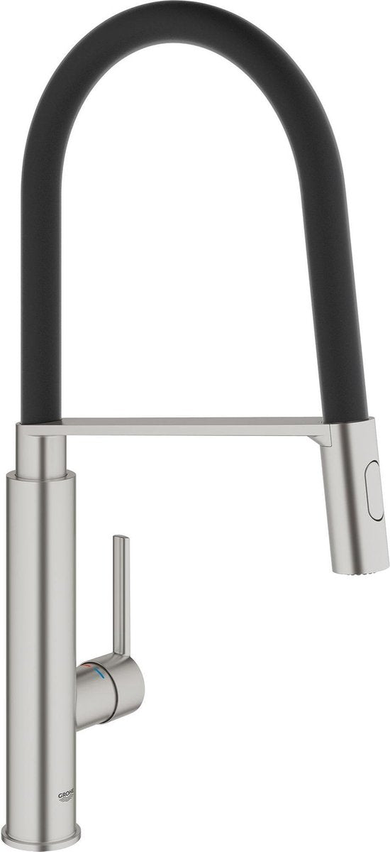 Grohe quickfix feel professionel køkkenhane - høj drejetud - 2 spraymuligheder - rustfrit stål