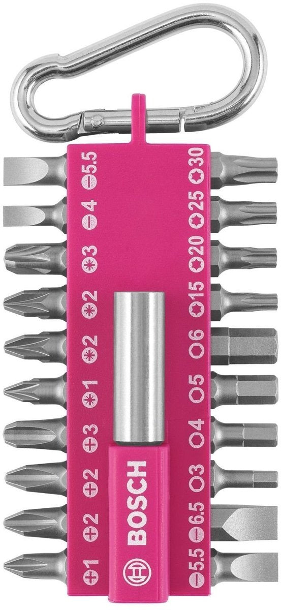 Bosch skruer mp 21-delt skruetrækker bit sæt (fuchsia)
