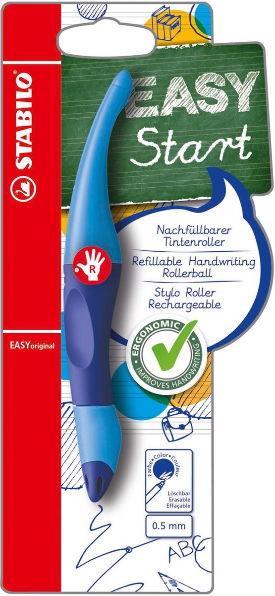Stabilo easyoriginal - ergonomisk rollerball - højrehåndet - blå blæk - genopfyldelig - blå