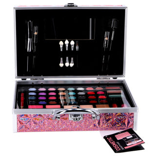 Casuelle make-up kuffert pink holografisk