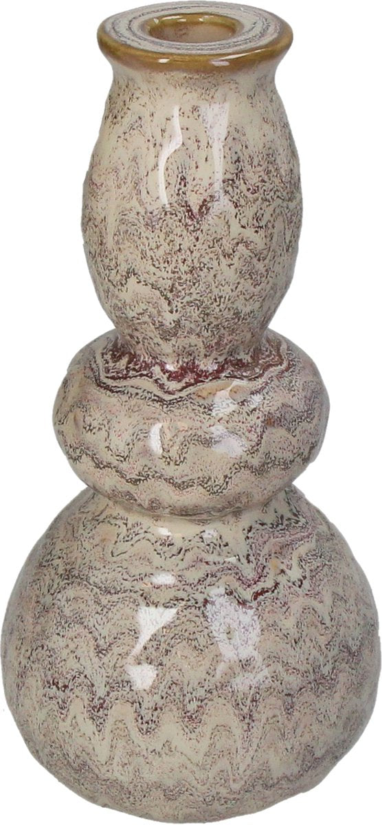 Hd collection kandelaar stoneware zand 11x11x22cm