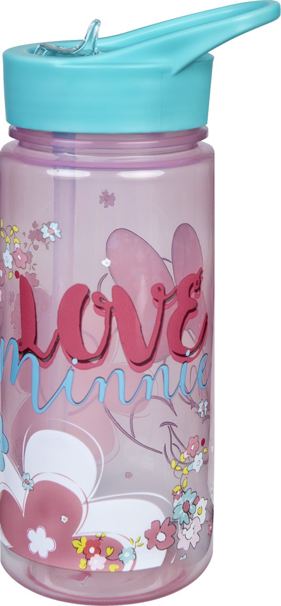 Minnie mouse undercover drikkeflaske 500ml BPA-fri pink-blå.