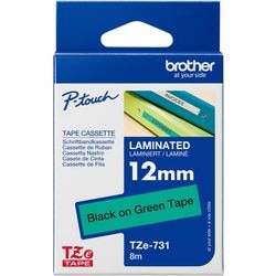 Etikettape brother tze731 12mmx8m sort grøn