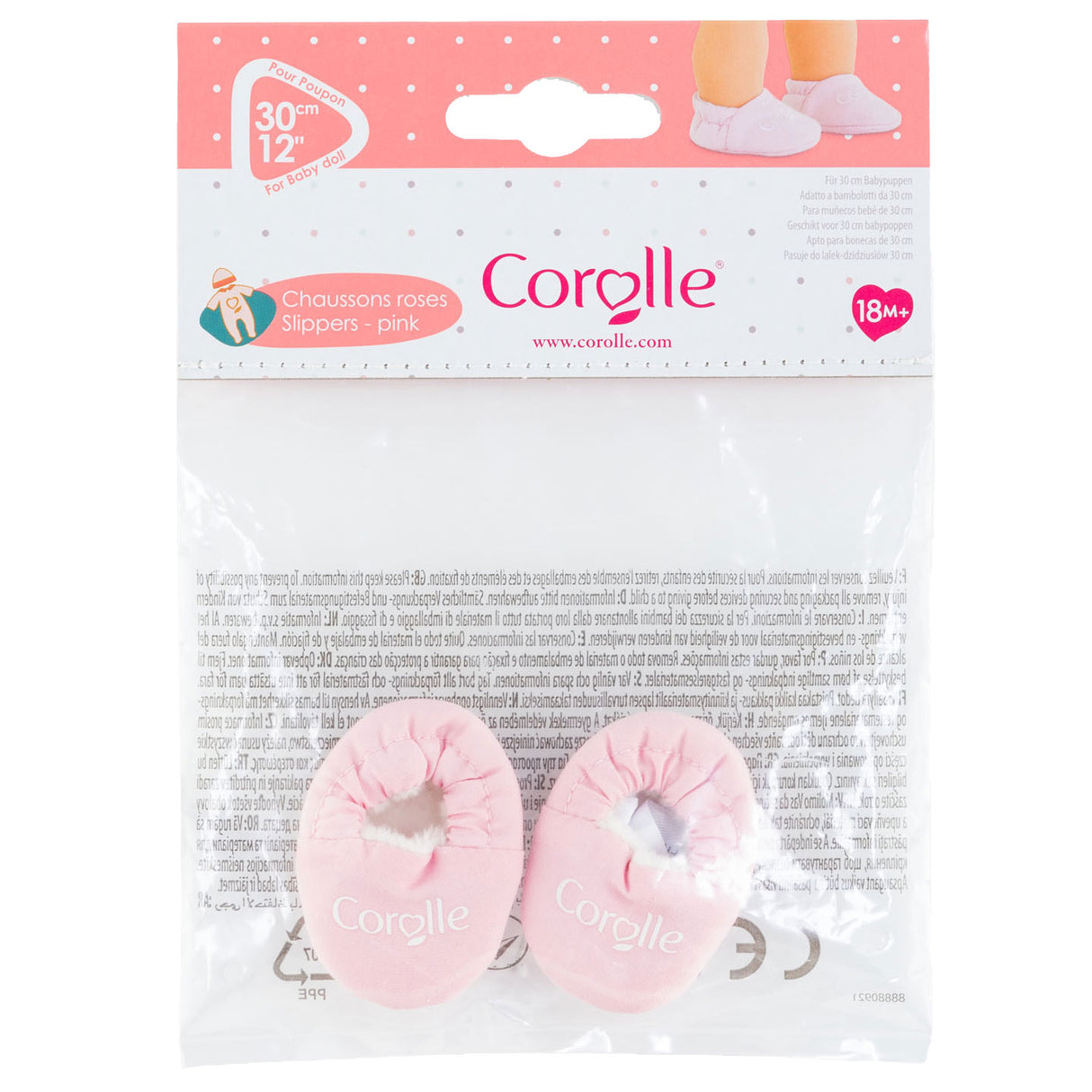 Corolle dukke hjemmesko pink - baby dukke tilbehør 30cm.