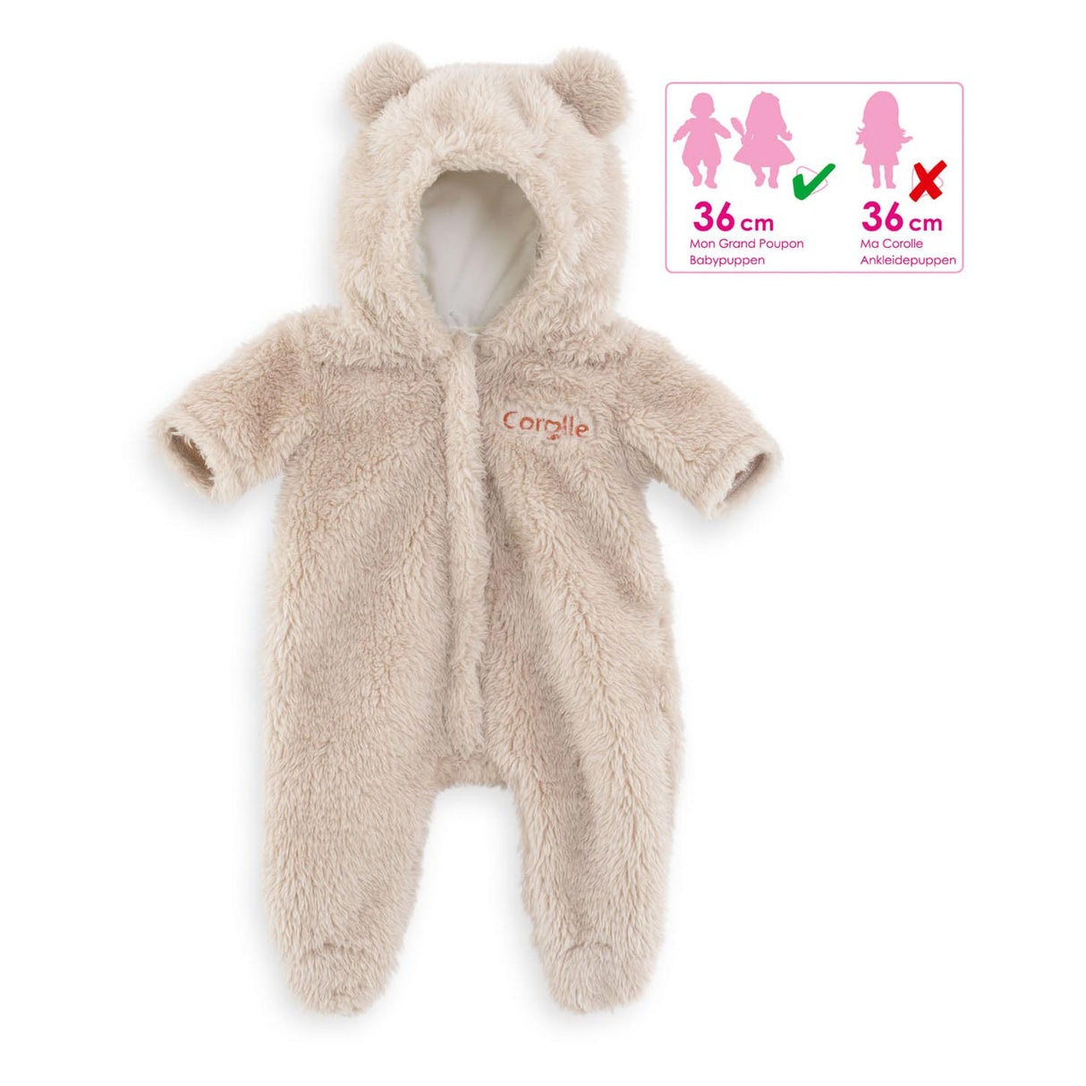 Corolle dukkebjørnedragt - babydukketøj 36cm - blødt og sødt.