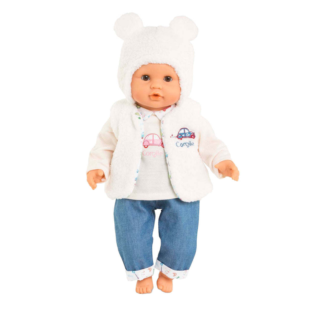 Corolle vintersæt babydukketøj hvidt 30cm - dukketøj.