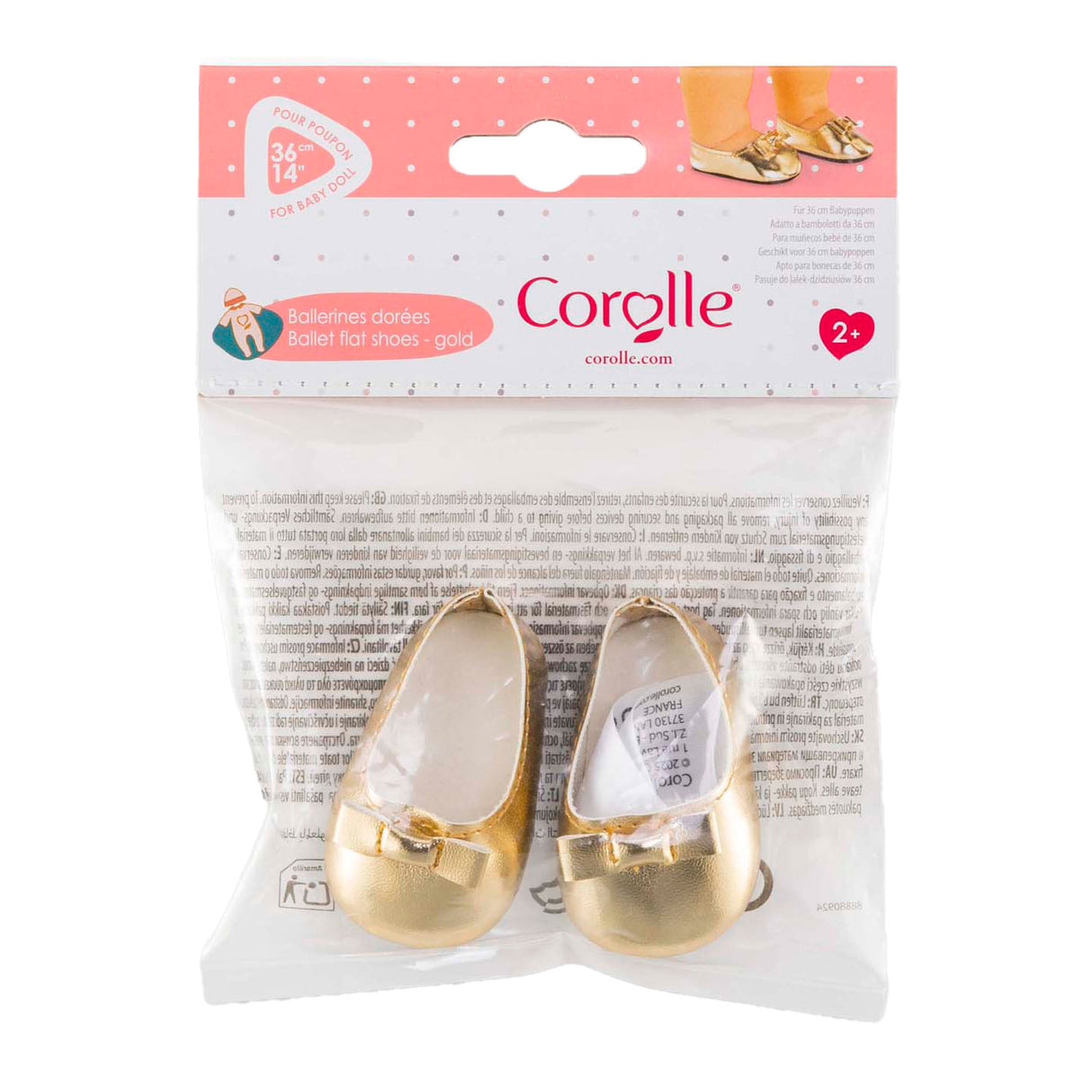 Corolle baby dukke guld ballerina sko - dukke tilbehør 36cm.