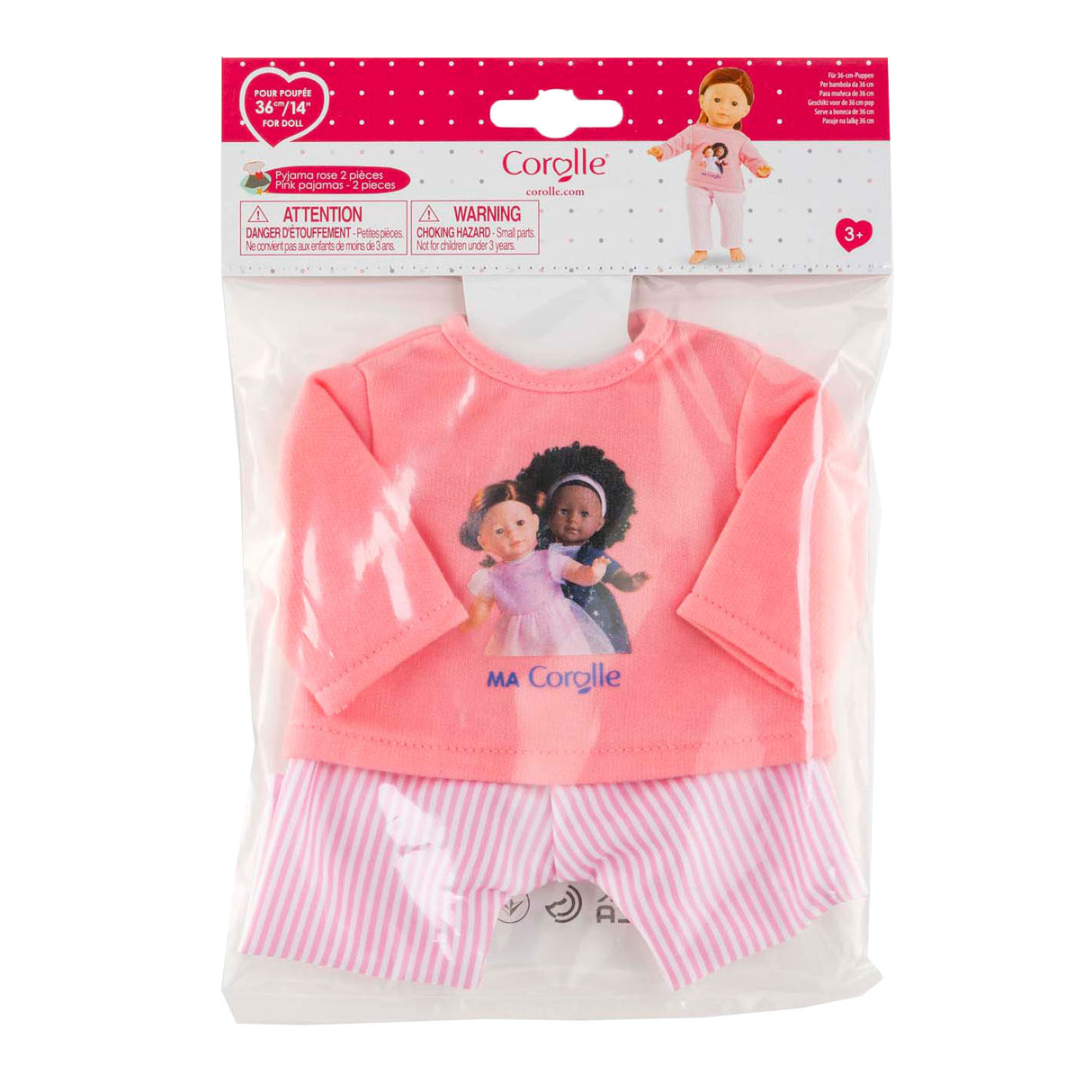 Corolle pink pyjamas til dukker på 36cm, 2 stk.