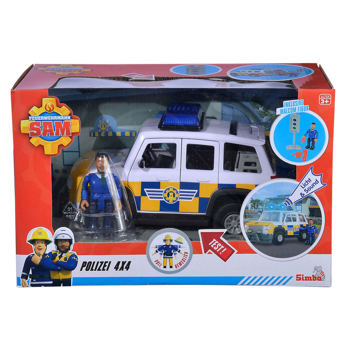 Simba Fireman Sam Police Auto 4x4 med figur