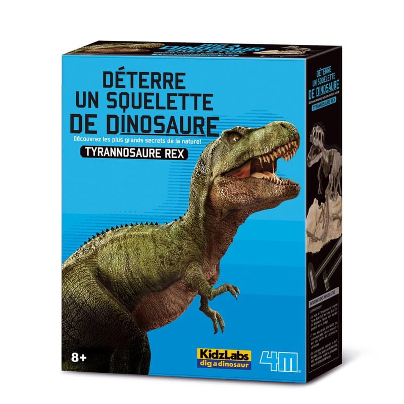 4m grave din dino op - t-rex - videnskab og spil - udgravningssæt og modelskelet - kidzlabs - 8+