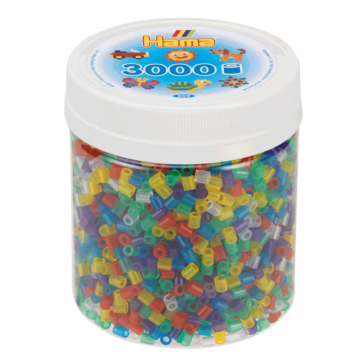 Hama midi strygeperler i krukke - gennemsigtig blanding (53), 3000 stk.