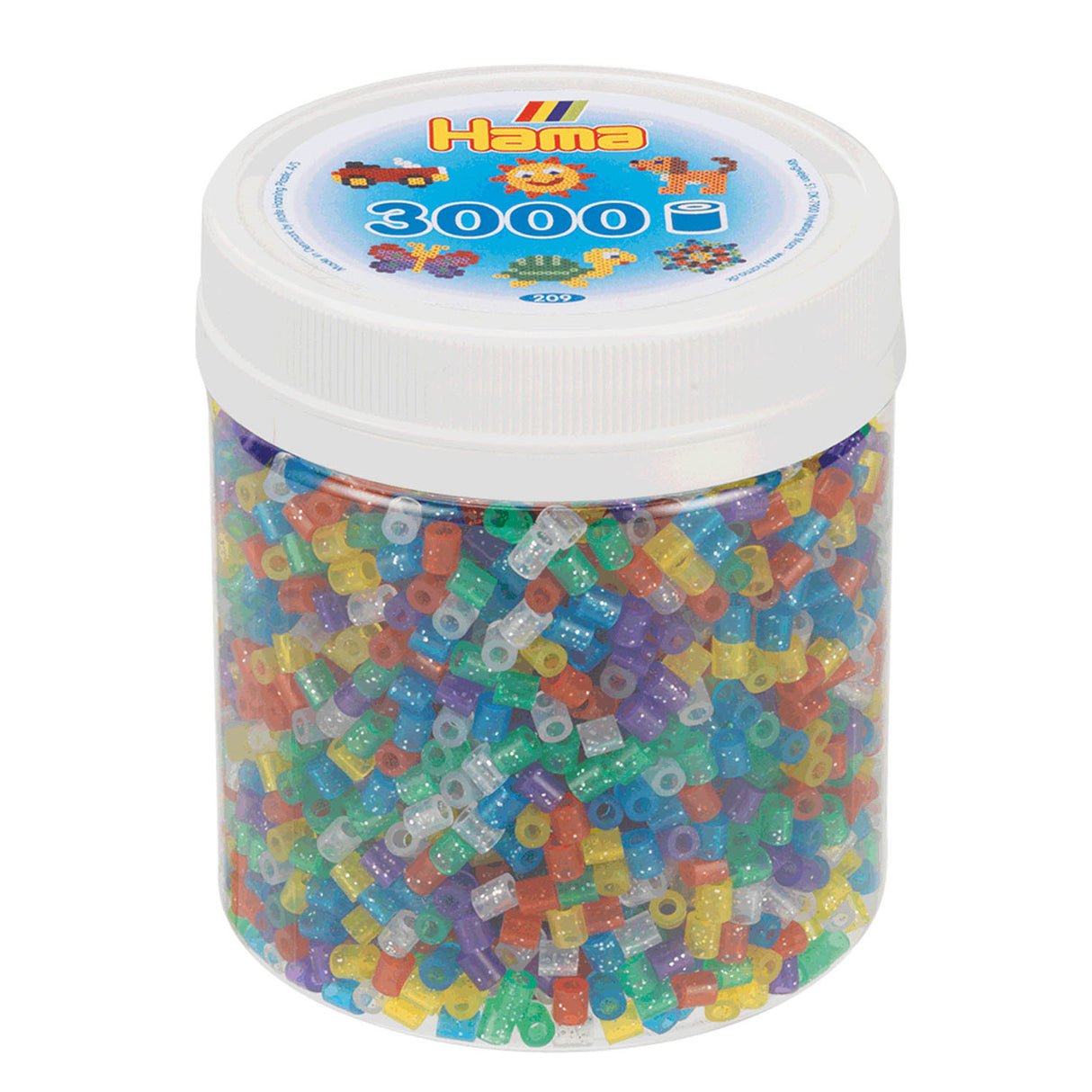 Hama midi strygeperler i krukke - glittermix (54), 3000 stk.