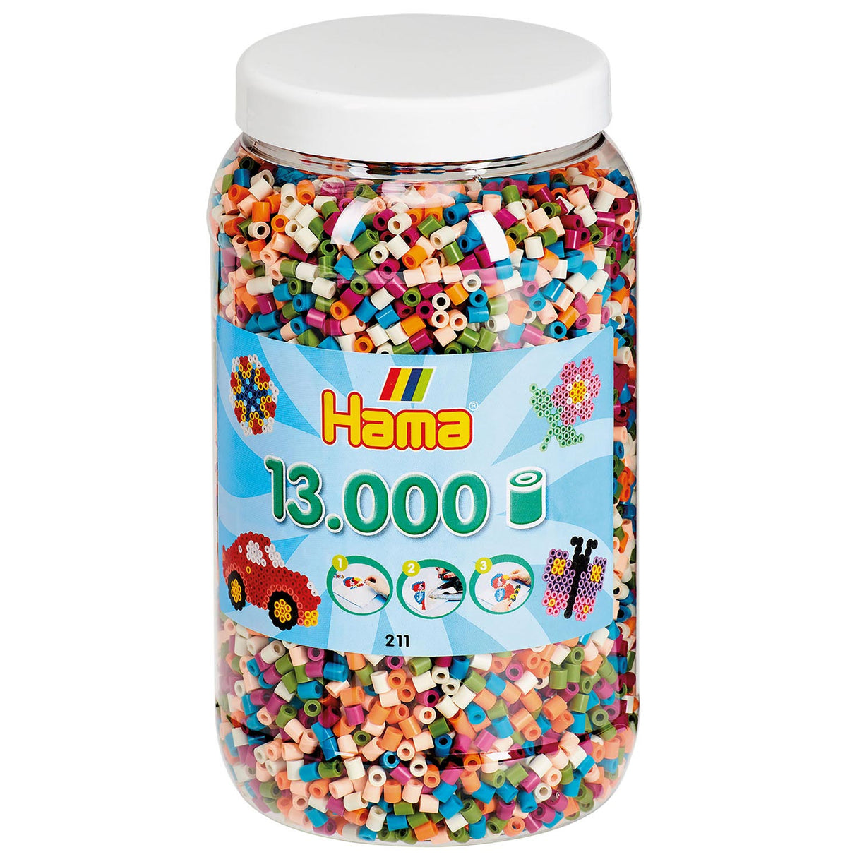 Hama midi strygeperler i gryde - mix (58), 13.000 stk.