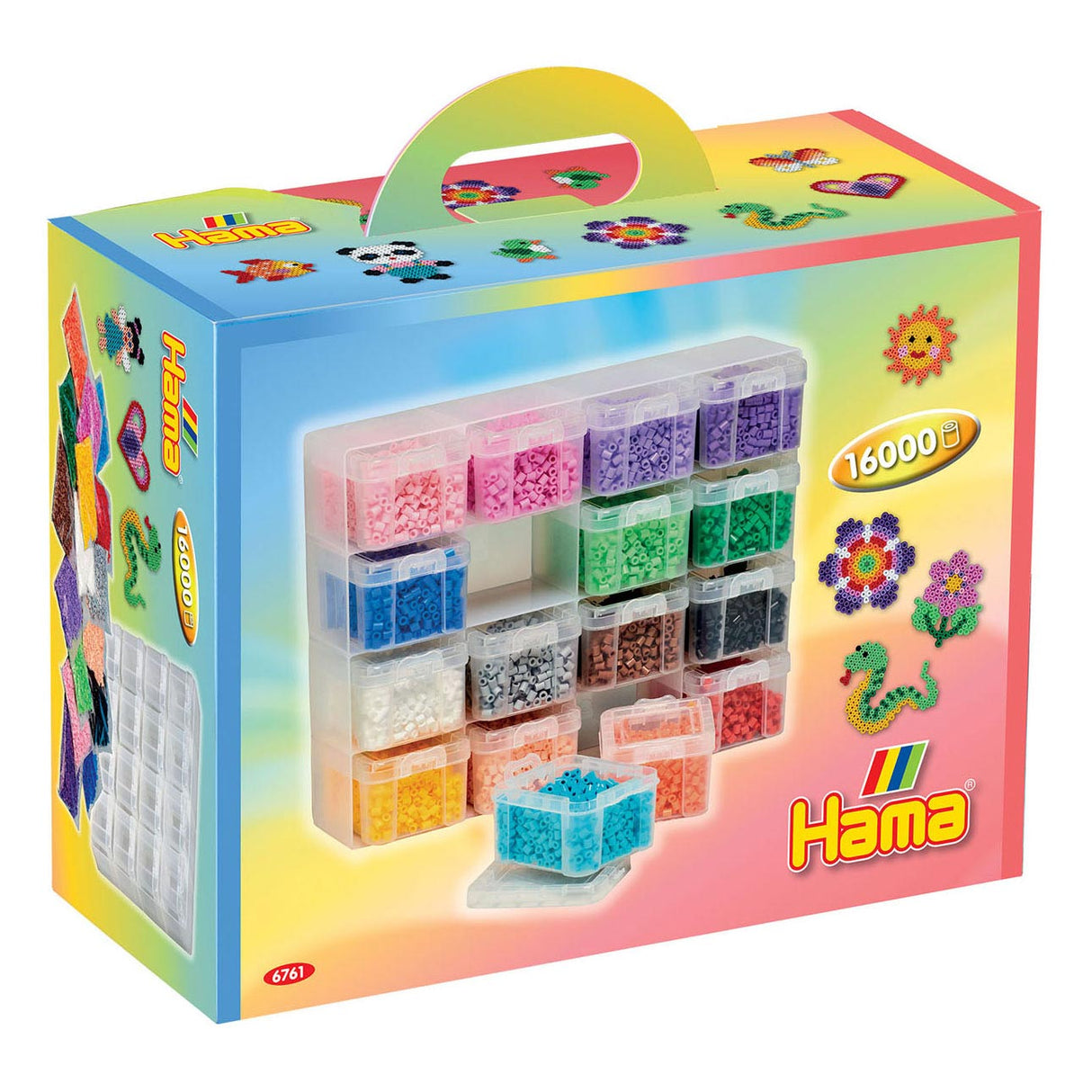 Hama midi strygeperleopbevaringsboks med 16 farver perler