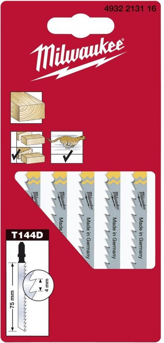Milwaukee 4932213116 t 144 d hcs stiksavklinge - hurtig - træ (5 stk) - t 144 d