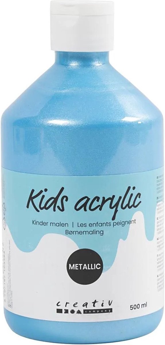 A-farvet metallisk akrylmaling, lyseblå, 03- metallic, 500 ml