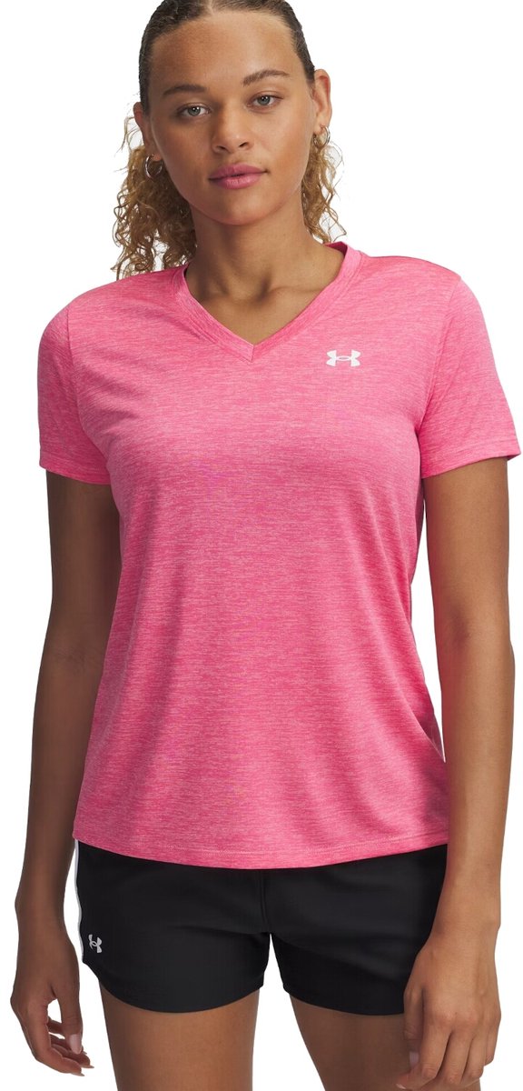 Under armour tech ssv - twist dames sportshirt - roze - wit