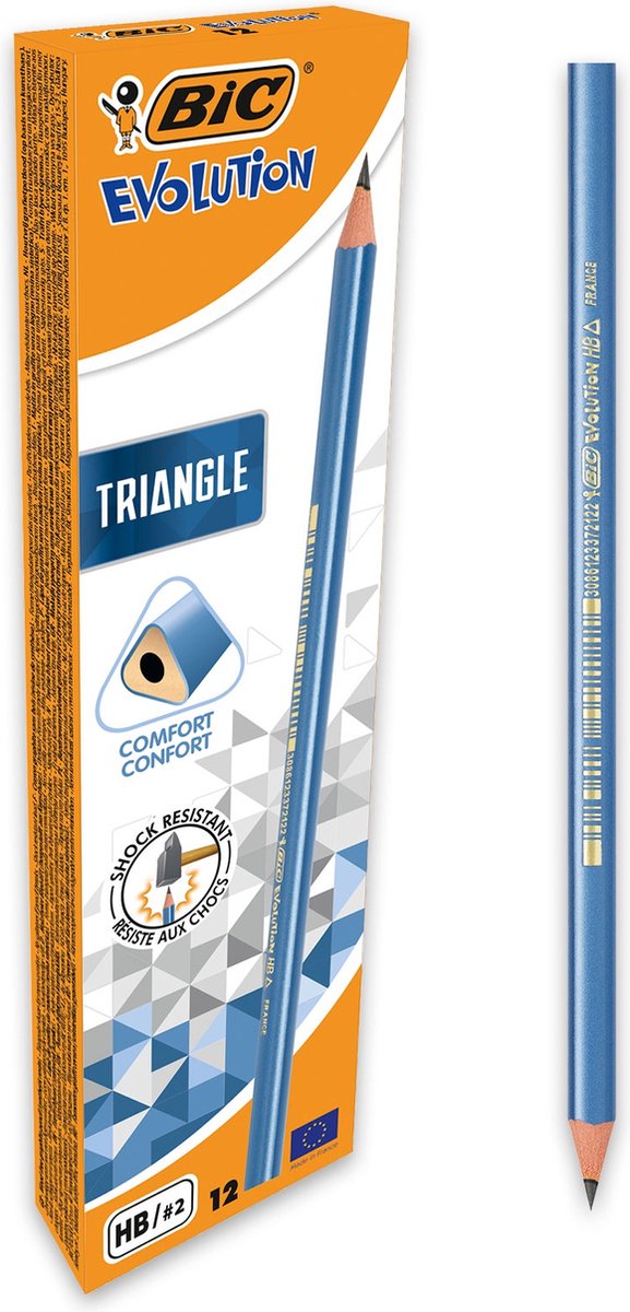 Bic evolution trekant blyanter - hb blyanter i trekant form - æske med 12 stk.