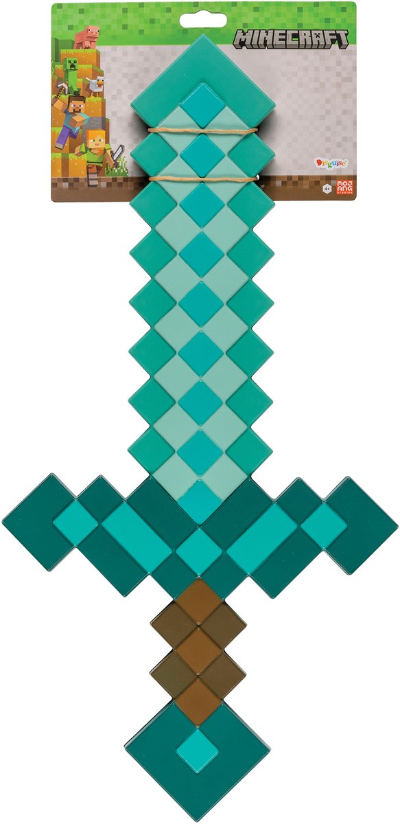 Forklædning minecraft diamant sværd våben børn - turkis legetøj sværd