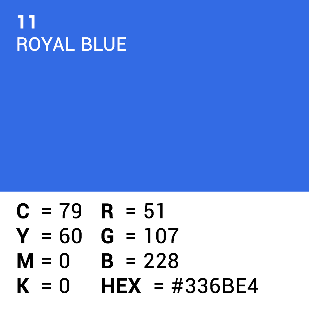 Overlegen baggrundspapir 11 Royal Blue Chroma Key 1,35 x 11m