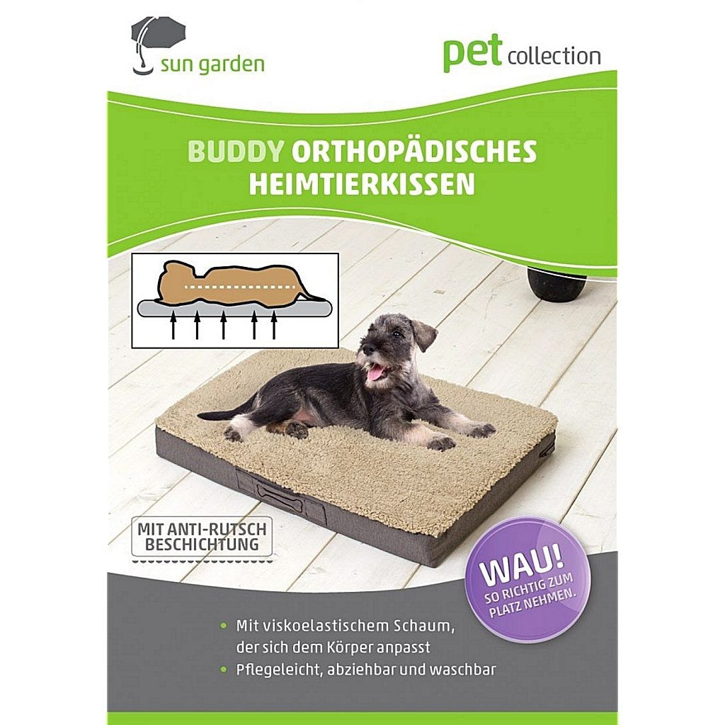 Sun garden buddy ortopædisk hundepude 72x50x8cm lysegrå blandet