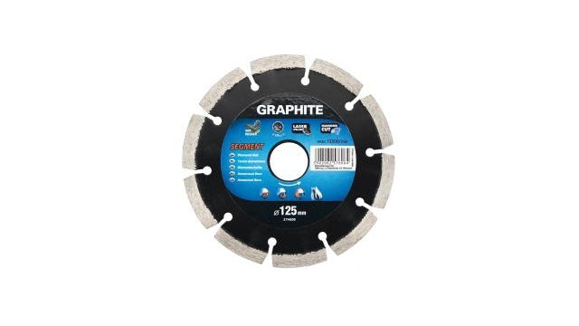 Grafit diamantskive 125x22x8.0x2.2mm segment laseret mpa en13236