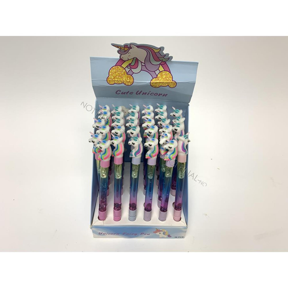 Unicorn kuglepen med glitter 15cm