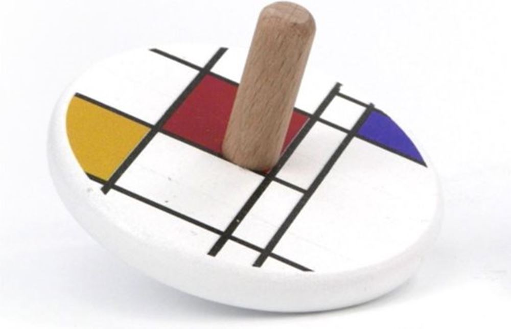 Bajo træsnurretop Mondrian. 7x7x5,7 cm. 3
