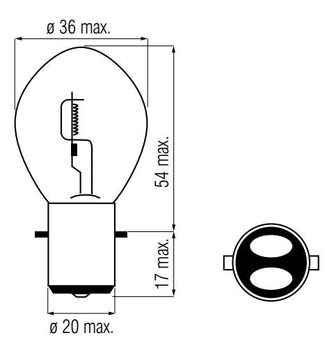 Kantelampe 12 volt 25 25 watt BA20D