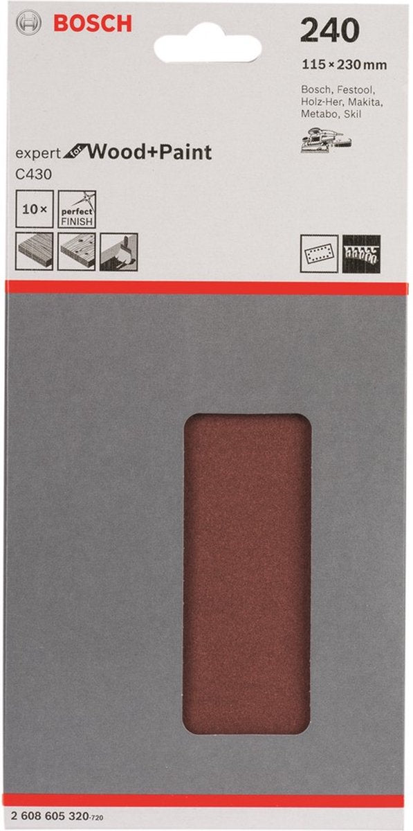 Bosch - 10-delt slibepladesæt 115 x 230 mm, 240