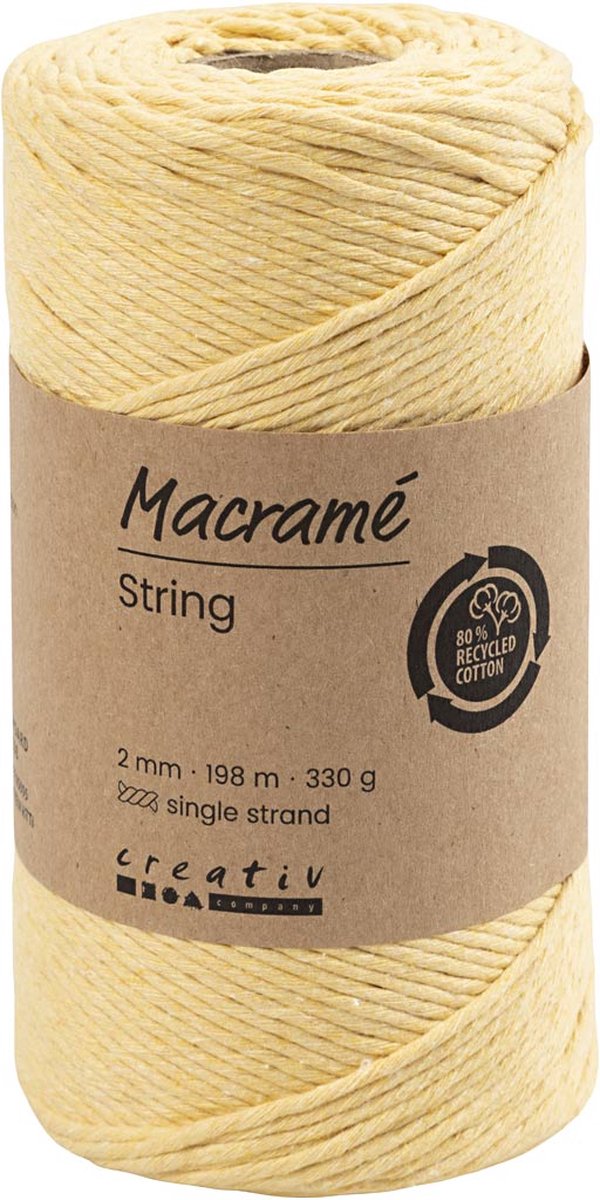 Creativ company makramésnor 2 mm 198 m lysegul