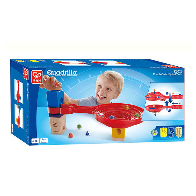 Hape quadrilla dobbeltsidet spiral twist marmor spor. 9 stk.