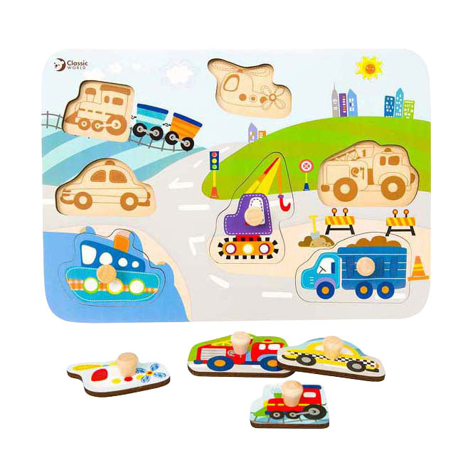Klassisk World Wooden Nick Puzzle Traffic, 8 ..