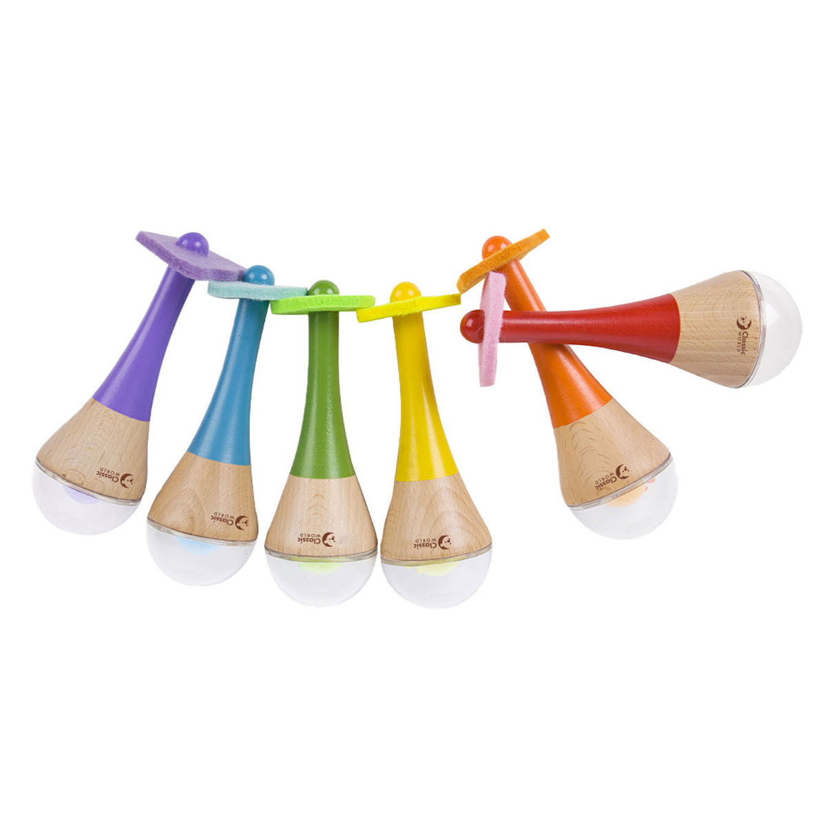 Klassisk verdensrangle 2 i 1 træ regnbue maracas instrument 1 stk. - uni