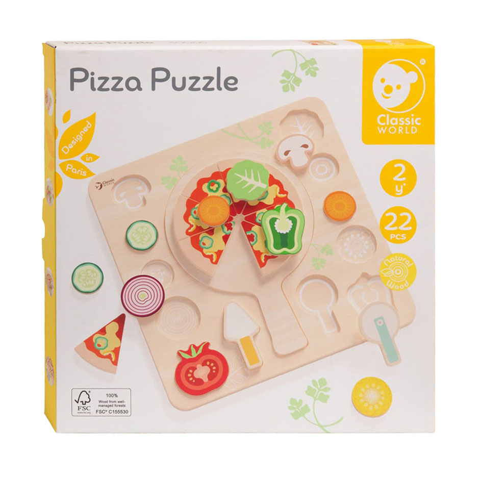 Klassisk verden trælegetøj form puslespil pizza 22 stykker pædagogisk.