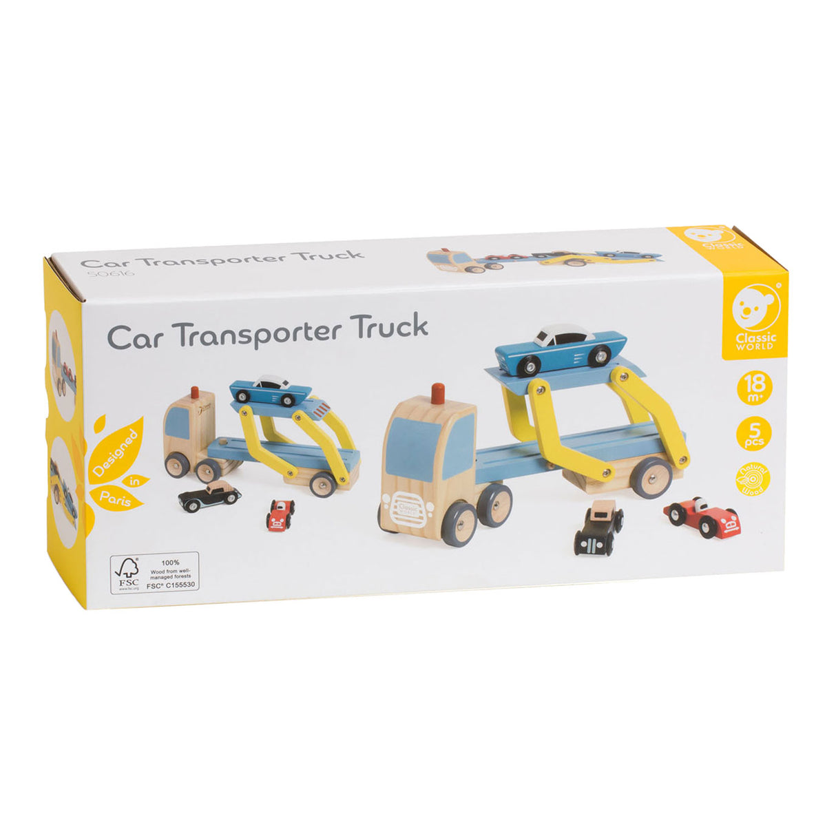 Lobbes Toys BV Classic World trætransporter med 3 biler
