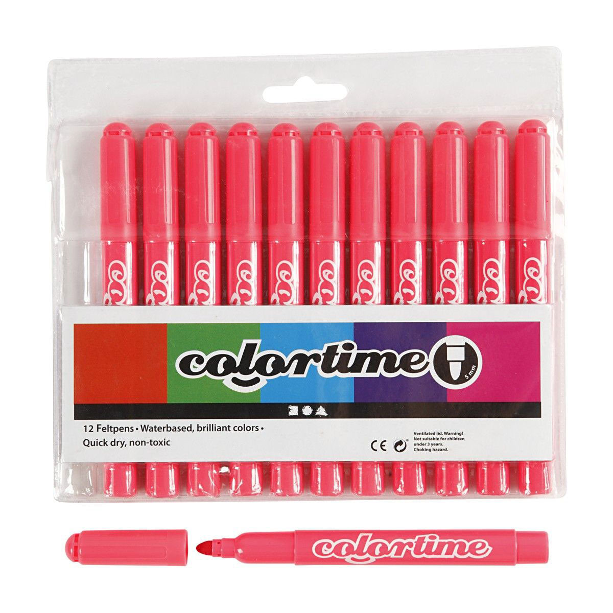 Creativ company lys pink jumbo tuscher, 12 stk.