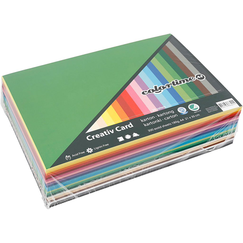 Creativ firmafarvet papfarve A4, 180gr, 300 ark