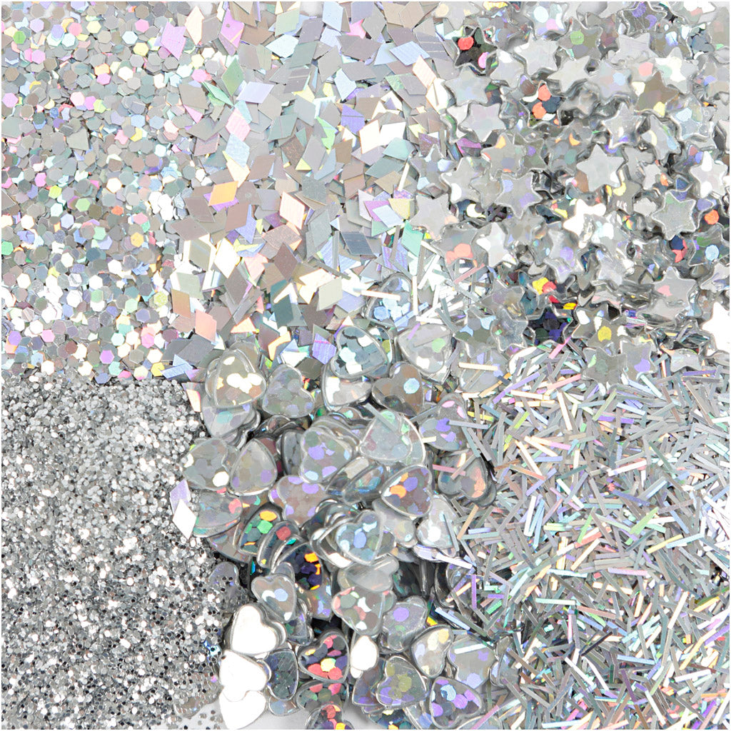Creativ Company Glitter and Sequiner Silver, 6x5gr