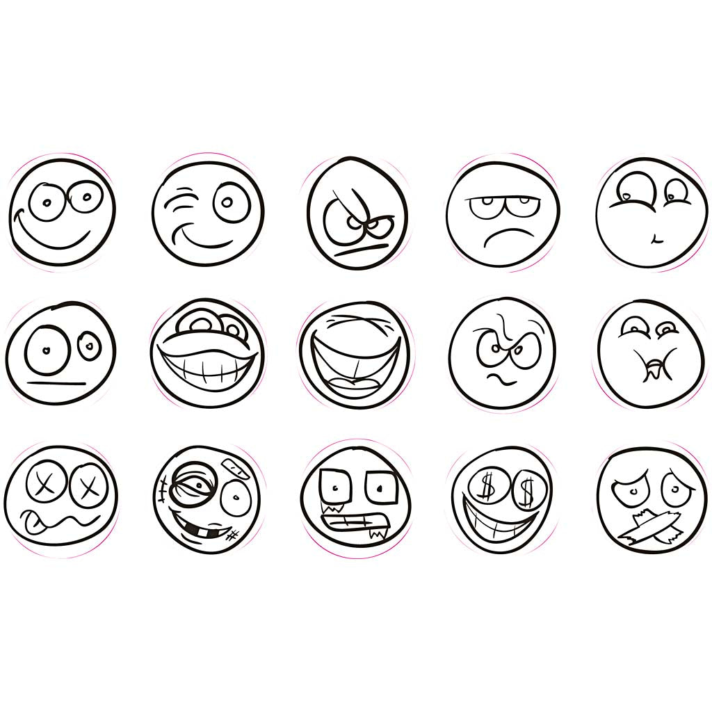 Creativ firma deco kunststempler smiley face, 15 stk.