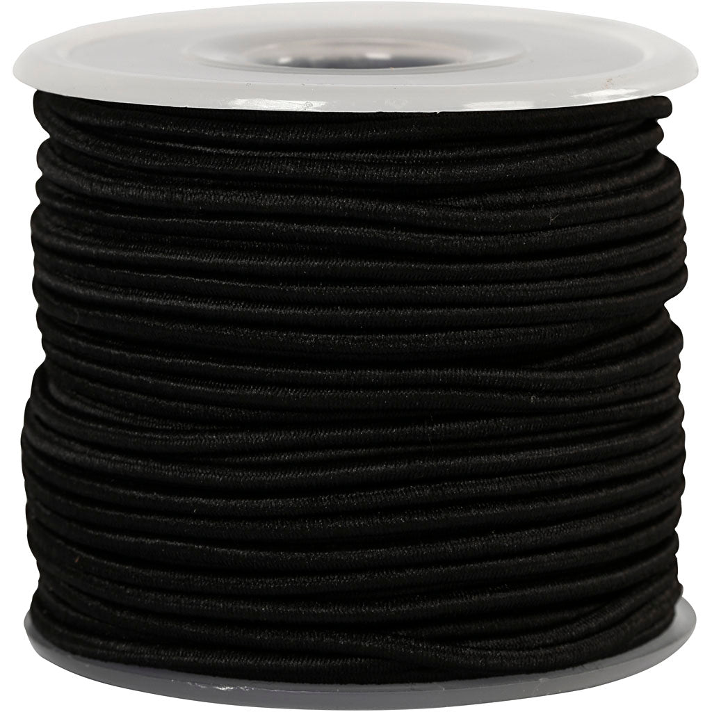 Creativ firma elastik tykkelse 2mm sort, 25m
