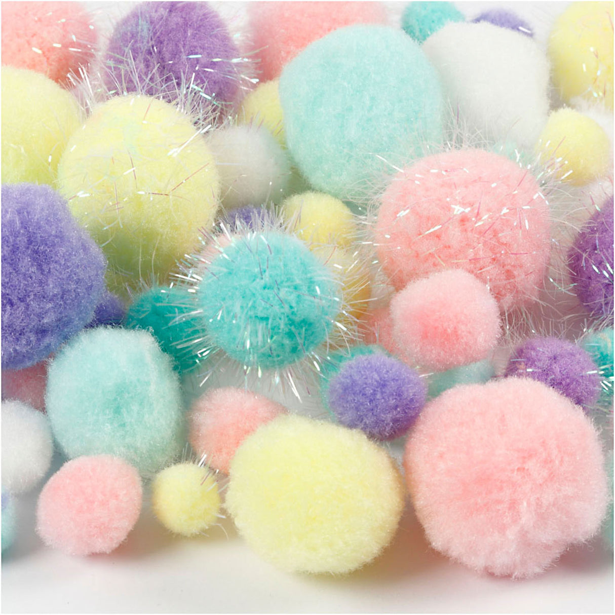 Creativ virksomhed https: www.cchobby.nl pompoms-d-15-40-mm-glitter-ca-400-piece-pastelcolours-400-gr-1-box