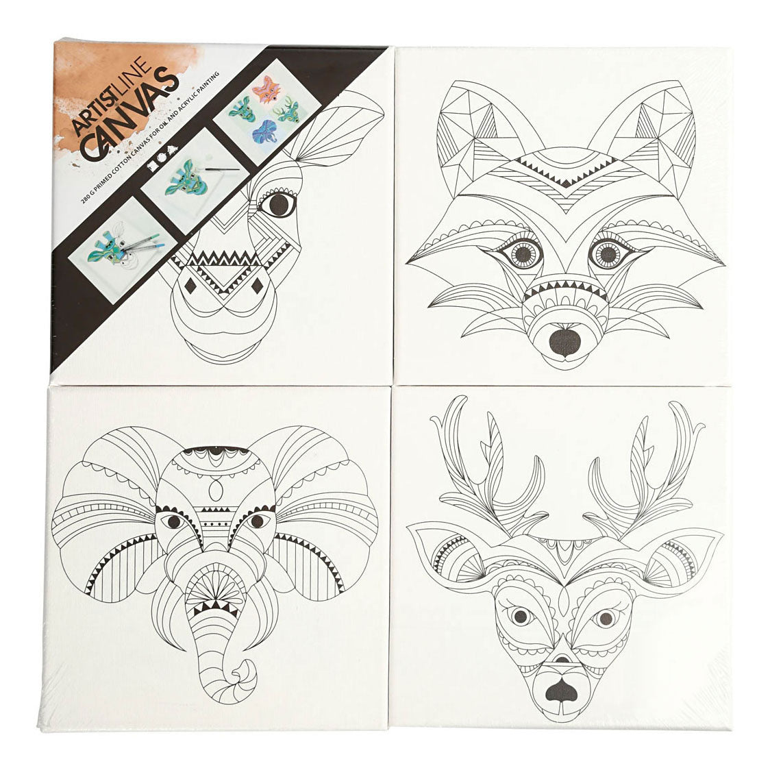 Creativ Company Canvas med dyreprint, 4 ..