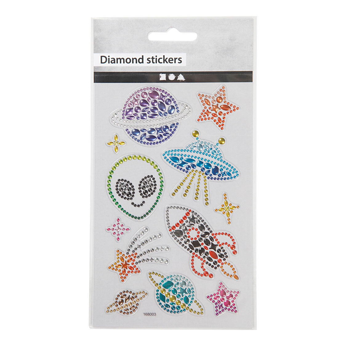 Creativ firma diamantklistermærker - rumtema - selvklæbende glimmerklistermærker - rhinestone craft stickers - luksus dekorations klistermærker - festlige klæbende diamant klistermærker - 10x16 cm - 1 ark