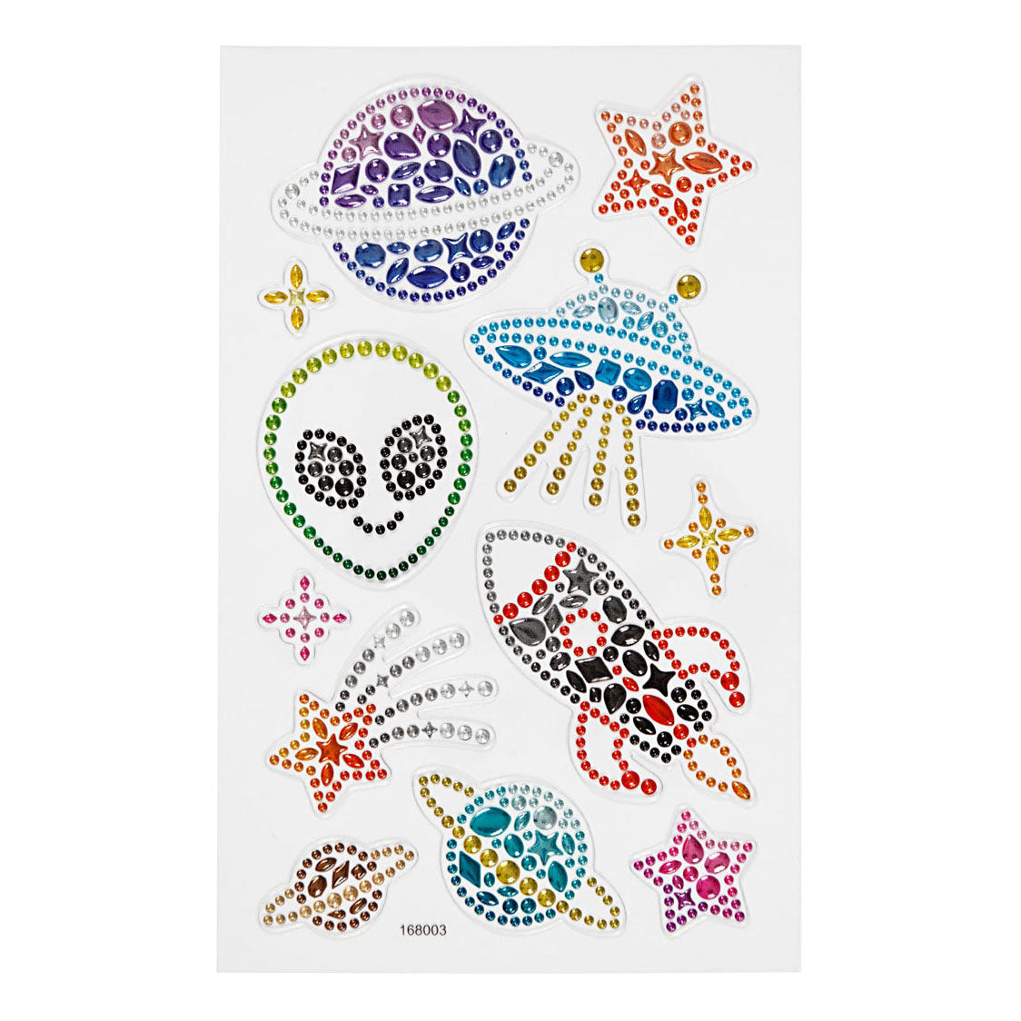 Creativ firma diamantklistermærker - rumtema - selvklæbende glimmerklistermærker - rhinestone craft stickers - luksus dekorations klistermærker - festlige klæbende diamant klistermærker - 10x16 cm - 1 ark