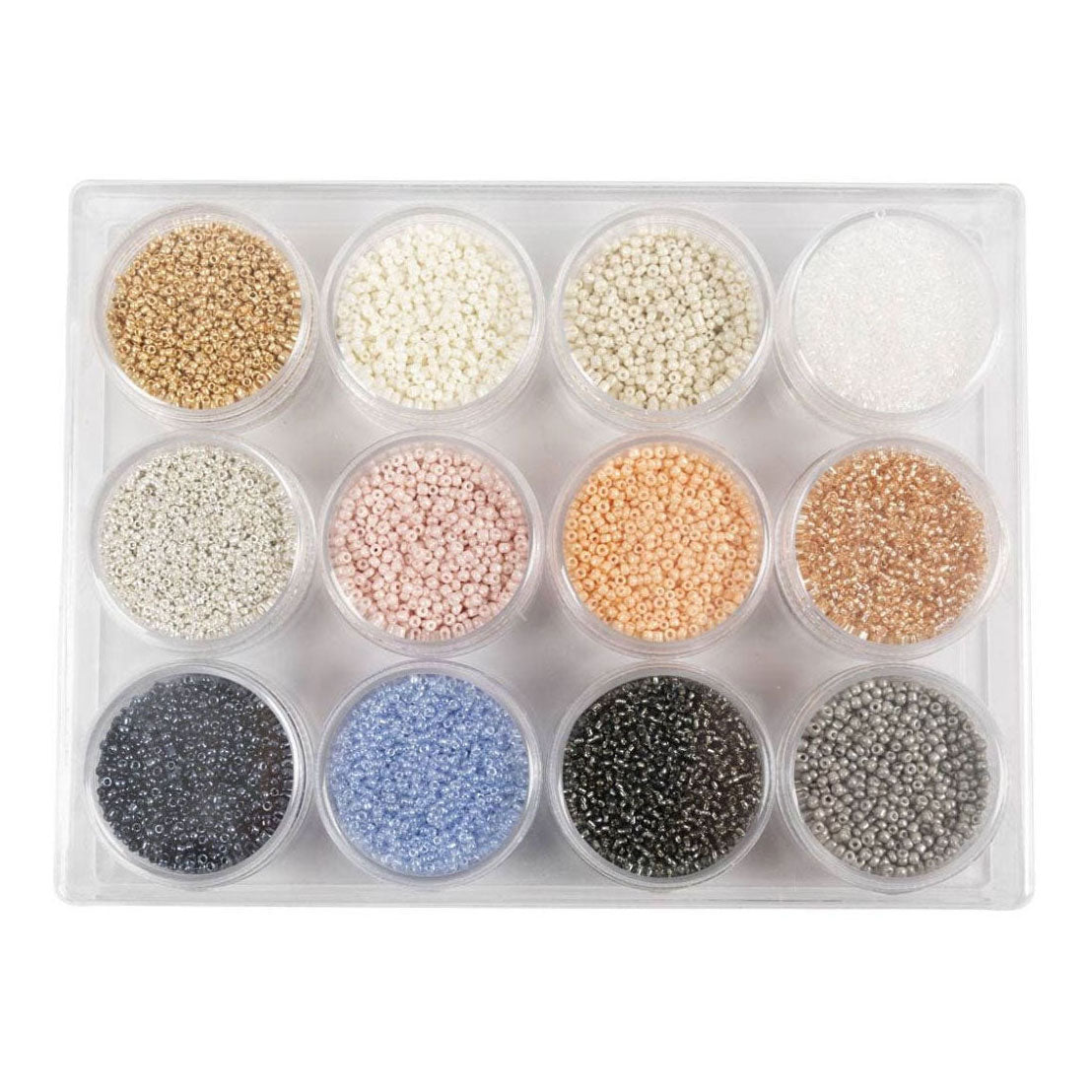 Creativ Company Rocailles Round Glass Perles 1,7 mm pastelfarver, 12x17 gram